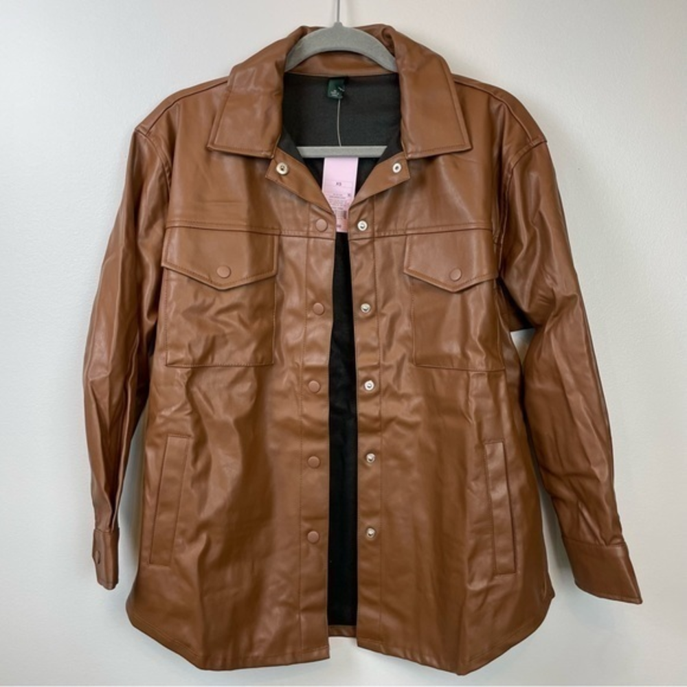 Wild Fable Brown Vegan Leather Shacket size XS